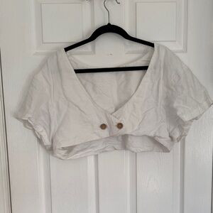 Free People Cream Buttoned Crop Top, reversible